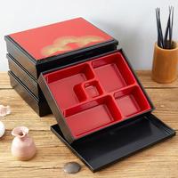 Boîte à bento rectangulaire de style japonais en plastique ABS avec couvercle et compartiments multiples durables pour sushis, collations et repas