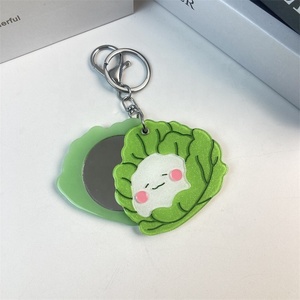 Creative Round <b>Mirror</b> Sliding Lid Keychain Cartoon Adorable <b>Acrylic</b> Cosmetic <b>Mirror</b> Key Hanging <b>Mirror</b> - Product Image 1