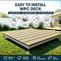Kit de terrasse préfabriqué en WPC à montage rapide sans outils, avec pieds réglables, revêtement de sol extérieur imperméable pour patio et jardin