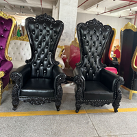 Chaises Trône Royales de Luxe en Bois et Cuir, à Dossier Haut, Noir, Blanc, Or, Empilables, pour Fêtes et Mariages en Extérieur, pour le Marié et la Mariée