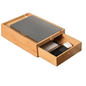 Bamboo Wood <b>Storage</b> <b>Tray</b> With Drawer Rectangle Standing Type For Desk Organization - Product Image 1