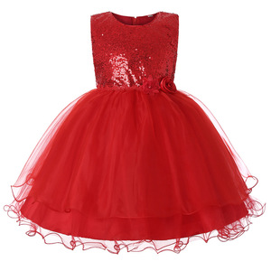 Fuchsia <b>Sequined</b> Princess Dress For Girls A-Line Tulle Flower Girl Party Dress - Product Image 5