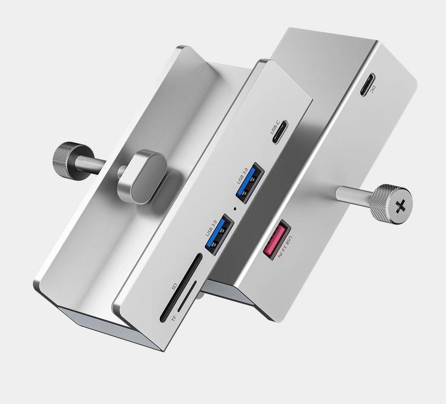 5 in 1 Usb c Docking Adapter With TF SD USB3.0 Aluminum 5 Ports USB 3.0 Clip-type HUB