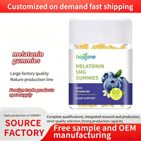 Gummies de mélatonine 5mg à marque privée OEM, enrichies en vitamine B6, pour un sommeil réparateur, saveur naturelle de myrtille, véganes, faibles en sucre, pour adultes