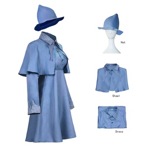 Costume de cosplay Fleur Delacour de Harry <span class=keywords><strong>Potter</strong></span>, robe uniforme bleue de l'Académie de Beauxbatons avec cape et chapeau de sorcière - Product Image 1
