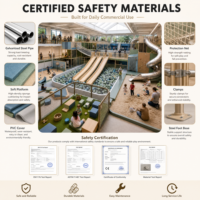 Parque Infantil Interior para Niños, Piscina de Pelotas Beige Cálido, Entrega Llave en Mano con Certificación CE y TUV, Mini Tobogán, Puente, Pasarela, Proyecto para Cafetería Familiar