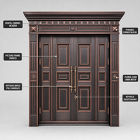 Système de Porte en Cuivre Majestueux avec Charnières Décoratives pour Club de Golf, Manoir