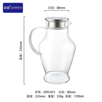 Vente en gros de pot à eau en verre de haute qualité, résistant aux chocs thermiques, avec couvercle et poignée en acier, verre borosilicate de haute qualité, sans danger pour les aliments