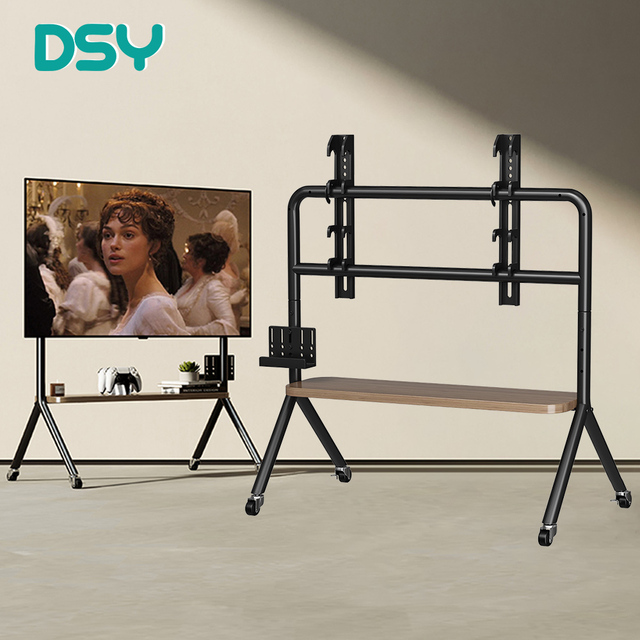 Modern Mobile TV Stand Rolling Cart with Storage Rack Metal Shelf for 32-75 Inch TVs Living Room Bedroom Home Theater