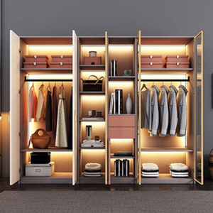 CBMmart Custom Luxury Design Los Angeles Villa Armario de madera contrachapada Luces LED Walk In Closet Armario - Product Image 3