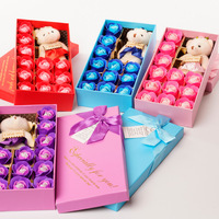 Vente en gros de roses artificielles dorées pour mariage, Saint-Valentin, savon pour les mains, fleurs, boîte cadeau