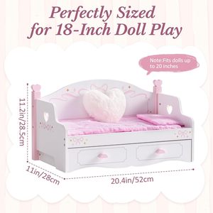 <span class=keywords><strong>Cuna</strong></span> <span class=keywords><strong>de</strong></span> Madera Maciza <span class=keywords><strong>de</strong></span> 18 Pulgadas, Sofá Cama Convertible, Colchón, Edredones, Almohadas, Diseño Moderno <span class=keywords><strong>para</strong></span> Dormitorio, Color Rosa - Product Image 6