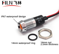 Clignotants LED pour moto FILN 14 mm, feux indicateurs 12V 24V, acier inoxydable, métal, IP67, durables, CE TUV, multicolores