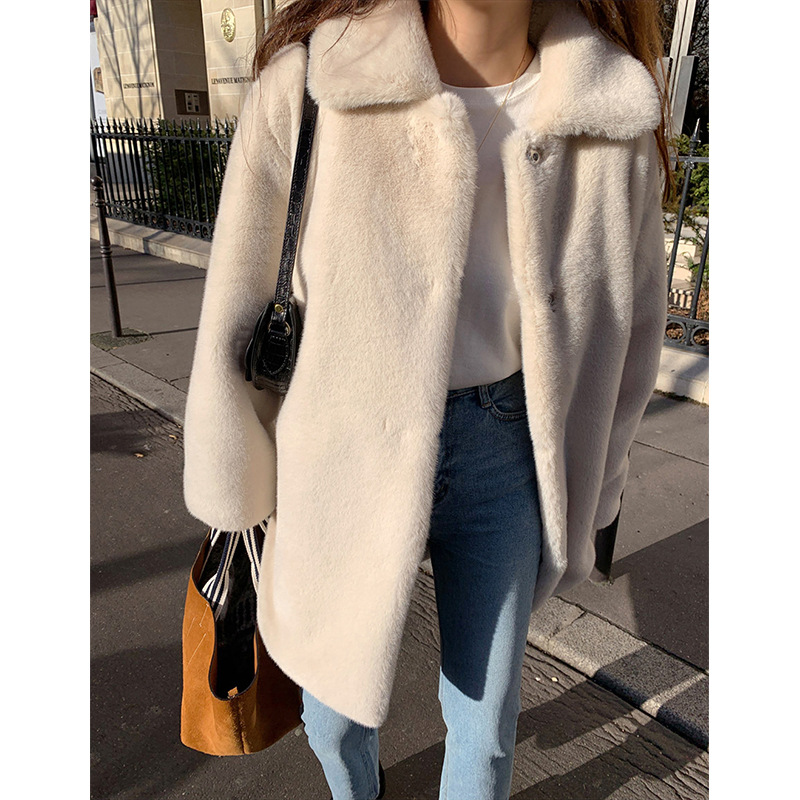 Royal Faux Fur Coat ecru M