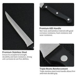 Full-tang maniglia seghettato coltelli disossamento set nero coltello da bistecca - Product Image 3