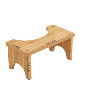 Repose-pieds de salle de bain antidérapant en bambou, 20x40x17cm, pour adultes et enfants - Product Image 2