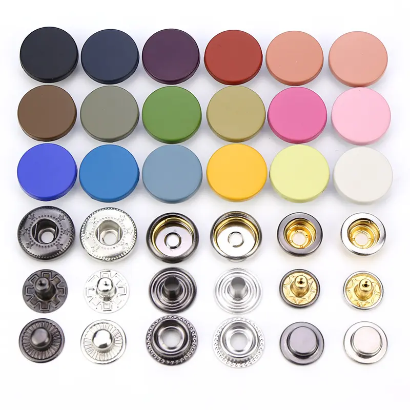 Colorful 15mm Metal Nickel Free Snap 4 Parts Custom Made Garment Snap Button