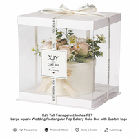 Boîte à gâteau rectangulaire transparente XJY en PET, grande taille, pour mariage, pâtisserie, avec logo personnalisé