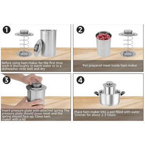 Molde para Hacer Hamburguesas de Acero Inoxidable, Herramienta para Prensar Carne para Almuerzo, Molde para Prensar con Termómetro de Dial y Resorte de Compresión - Product Image 3