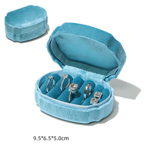 Velvet Rectangle Simple Travel <b>Ring</b> Box Custom Logo Portable Mini Jewelry Organizer <b>Storage</b> Case for <b>Rings</b> - Product Image 2