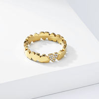 Bague de mariage simple en acier inoxydable plaqué or 18 carats, incrustée de zircon en forme de cœur, pour couples, pour femme