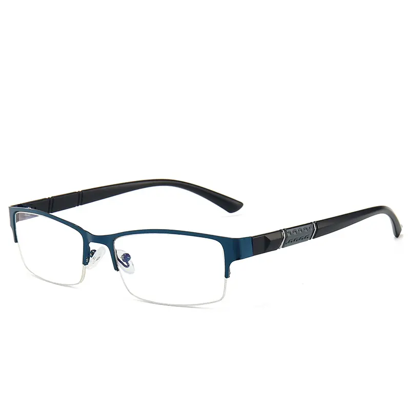 9850ハーフリムメタルフレーム老眼マイナス250ブルーレイブルーフィルター卸売メガネ矯正老眼鏡