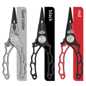 มีสินค้าในสต็อก DX Tools FG-1047A คีมตกปลาทะเลคุณภาพสูง ทำจากอะลูมิเนียม 6061 พร้อมปลอกและสายคล้อง สีดำ/แดง/เทา ขนาด 19 ซม. - Product Image 1