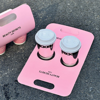 Porte-gobelets jetables en papier kraft biodégradable personnalisé avec logo, pour emporter café ou thé chaud, avec poignée
