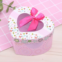 Boîte cadeau en forme de cœur mignonne, personnalisable, en matériaux recyclés écologiques de style coréen, avec ruban imprimé UV laminé aseptique