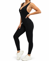 Combinaison de yoga une pièce personnalisée pour femme, à bretelles, dos ouvert, effet froncé aux fesses, pour entraînement, gym, fitness, tenue de sport, vente en gros