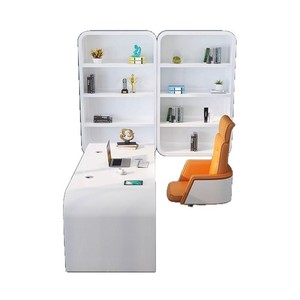 Escritorio Ejecutivo Minimalista Moderno Lacado en Blanco, Escritorio de Oficina de Tablero Artificial, Escritorio Grande para CEO/Gerente, Lujo Discreto - Product Image 4