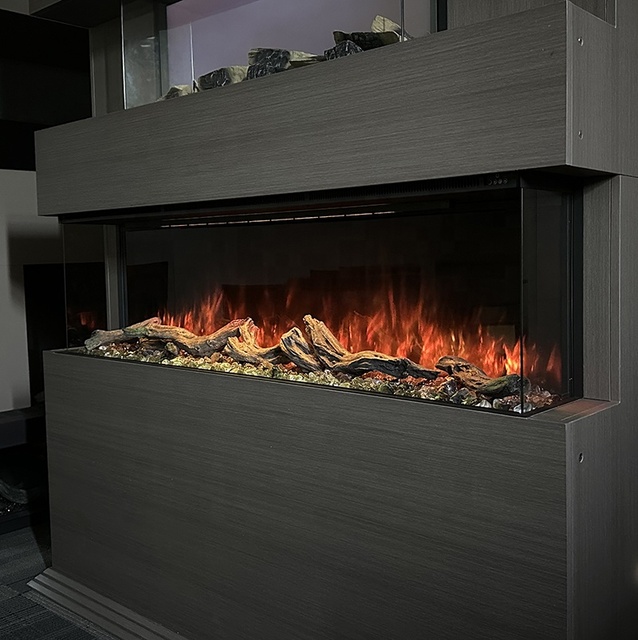 Modern Electric Fireplace Heater 3 Sided WIFI Smart Electric Fireplace for Media Wall 33 40 50 60 72 80 100 Inches