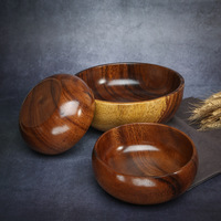 Bol en bois d'acacia, vaisselle japonaise en bois, bassine à pétrir pour la maison, bol à salade de fruits et à soupe