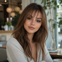 Lot de 2 franges naturelles invisibles en cheveux Remy, style décontracté, marron foncé/clair, par Senmu Beauty
