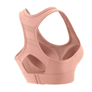 Soutien-gorge de sport sans fil pour femme en nylon, avec coussinets en éponge, bonnet moulé moyen 3/4, bretelles doubles fixes, 3 rangées de crochets dorsaux, sans couture, Esale - Product Image 3