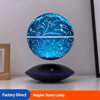 Lámpara de Noche LED RGB Flotante de 14 cm, Lámpara de Ambiente con Diseño de Cielo Estrellado, Moderna, Creativa, Europea, para Hogar Inteligente, con Levitación Magnética