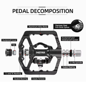Pedales de Bicicleta MZYRH MZ-F150 con Autobloqueo, 3 Rodamientos, Anchos, Ultraligeros, Antideslizantes, CNC <span class=keywords><strong>MTB</strong></span>, de Aleación de Aluminio - Product Image 3