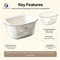 Corbeille de drainage double couche en plastique haut de gamme, nouvelle assiette à fruits raffinée pour le lavage des fruits domestiques et la cuisine, idéale pour le salon