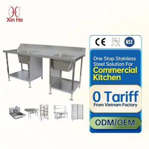 Versatile Restaurant Commercial Kitchen Stainless Steel Fabrication Workbench Bakery Working Table With Sink