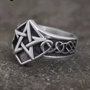 Tempusort ngón tay Nhẫn Punk phong cách retro Viking Totem pentagram thép không gỉ vòng cho nam giới thời trang đồ trang sức - Product Image 3
