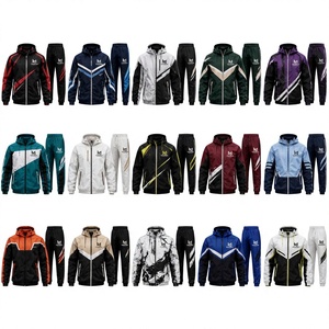 Survêtement à capuche noir et rouge pour homme LONG MISSION, coupe longue, avec cordon de serrage, décontracté, respirant, sportif, coupe-vent, résistant à l'eau - Product Image 4