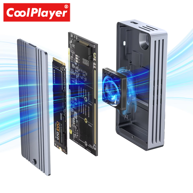 Cool Fish Upgraded 4TB M-Key SSD 2280 NVMe PCIe3.0x4 USB-C Adapter 40Gbps Premium Aluminum Case Hard Drive Enclosure