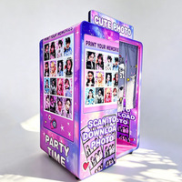 Nouvelle Conception 2026 – Kiosque Photo Selfie Mignon Violet avec Impression Instantanée et Autocollants Personnalisés pour Centres Commerciaux