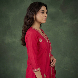 <b>Women</b>’s Premium Cotton Blend Aliya Kurta Pant Set – Fully Stitched <b>3</b>-<b>Piece</b> <b>Suit</b> with Organza Dupatta - Product Image 1