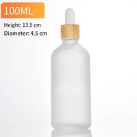 Botol tetes kaca Amber kosong botol kosmetik buram hitam gelap penetes bambu