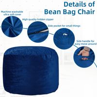 Fauteuil pouf de jeu pour adulte bleu, rempli de mousse, fauteuil pouf Foshan, canapé paresseux massif et large, pouf de luxe pour la maison, canapé paresseux pour la chambre à coucher