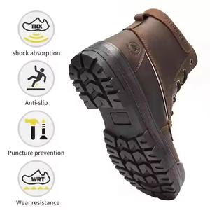 AK001-1 Vente Chaude Chaussures de Sécurité Industrielles d'Automne à Bout d'Acier pour Hommes, Bottes de Travail Montantes en Cuir Crazy Horse - Product Image 5