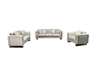 PZCN HOME Set di Divani Moderni di Lusso 1+2+3 in Stile Nordico per Soggiorno con Cuscini e Decorazioni Dorate - Product Image 1