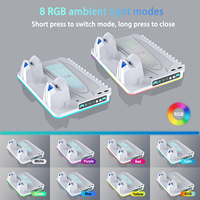 Station de charge pour console PS5 avec indicateur LED et 8 types d'effets d'éclairage RGB, contrôleur de charge