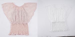 Chemisier en mousseline de soie à effet superposé en dentelle pour femme, style corset doux avec ceinture, idéal pour l'été - Product Image 2